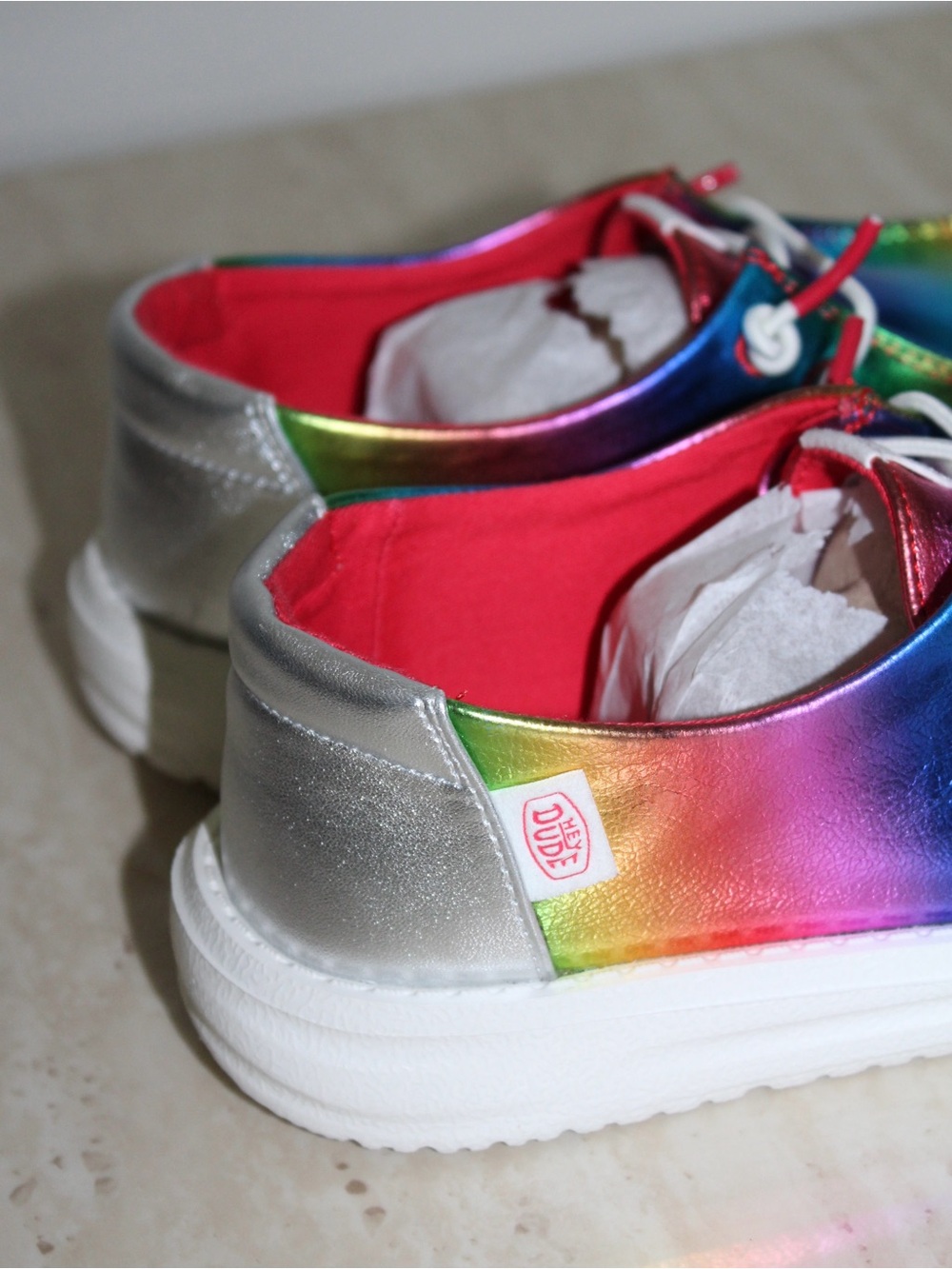 Hey Dude Wendy Rainbow Metallic Shoes (Youth/Kids) - Picture 10 of 16